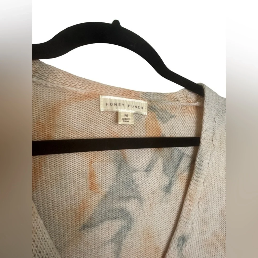 Honey Punch Rust & Grey Tie Dye Cropped Knit Sweater Size Medium - Picture 2 of 7